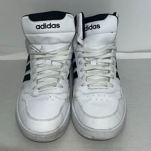 Adidas Mens Cloud White Core Black Hoops 3.0 Mid Lace-Up Sneaker Shoes Size 10.5 main image 10